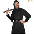 Black Chainmail Coif Butted Medieval Chain Mail Armor Riveted Knight Costume