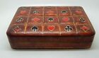 Vintage Hand Made Italian Leather Game Box Playing Cards Seagrams Bakelite Dice