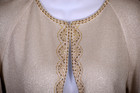 St john Women Knit Ivory Silver Metallic Gold Studs Trim Rhinestone Jacket Sz 12