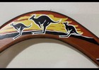 Australian Boomerang Hand Painted By Aboriginal Artist Vintage 