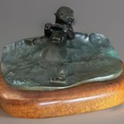 Wah Ming Chang  1917-2003  Bronze Sea Otter Signed Sculpture On Wood Base