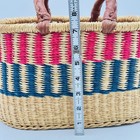 Bolga International  Xlarge Oval Basket W  Two Leather Wrapped Handles Hand Made