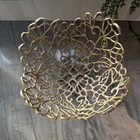 Gold  Abstract Geometric Decorative Bowl  Round  13in Diameter