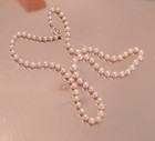 Vintage Hand Knotted Cultured Pearl Necklace 14k White Gold Clasp