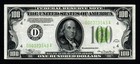 1934  100 Misalignment Print On Reverse Error Crisp Au  Federal Reserve Note 