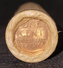 Estate   Unsearched   Wheat Cent Roll With Old Silver Coin   Bu Wheat Tails Ends