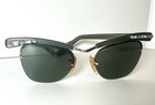 Vintage Bausch   Lomb B l Cat Eye Sunglasses Rhinestone Black 1950s Usa