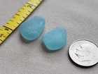 Pure Beach Sea Glass Surf Tumbled Teal Green Blue Two Small Ocean Frosted T06