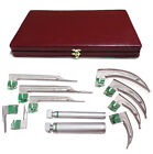 Fiberoptic Laryngoscope 9 Blades Mac Miller   2 Handle Standard Pinlight   Box