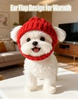Red Knit Dog Hat With Ear Flaps     Warm Winter Hat  Dog Christmas New Year Hat---