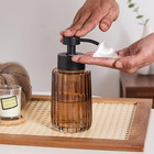 Easy Tang Glass Foaming Brown Soap Dispenser With Black Pump  12 Oz
