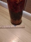 Vtg Lg Decorative Glass Bottles Hot Peppers Chili Garlic Infused Vinegar Kitchen