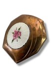 Antique Art Deco Elgin American Guilloch   Gold Tone Floral Mirrored Compact