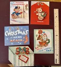 Lot Of 5 Vintage Christmas Greeting Cards Cute Puppies Dogs Illustrated