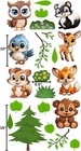 Baby Animal Wall Stickers  Forest Animals  Nursery Wall Decals  Classroom  Kids