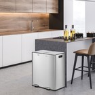 Double Stainless Steel Trash Can 2 X 8 Gallon Recycling Bins W foot Pedals Slive