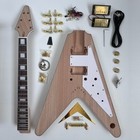 Diy Electric Guitar Kits V Style Mahogany Body Set Neck Unfinished Free Ship