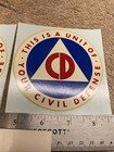2 Original Vintage Civil Defense 4    Window Decals   2    Sticker 1963 Army Gpo