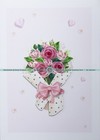 Handmade Paper Quilling Greeting Card Pink Rose Bouquet