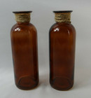 Brown Bottles Glass Decorative Tall   Slender Empty Decorative Bottles  Pair