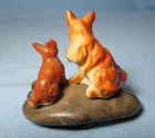 Miniature Fox   Baby Cub  Figurines   Mounted On Stone Paperweight