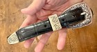 Vtg  94 Brighton Leather Belt Black Western Silver Tone Croc Embossed 44403 Sz L