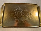 Vintage Arthur Armour Gold Hammered Aluminum Tray Sailboat 10 X 16 5 Nice