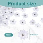 100 Pcs 1 1 Inch White Satin Ribbon Flowers Bows With Rhinestone Appliques