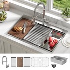 Kitchen Sink 33x22x9  Drop-in Stainless Steel Single Bowl Top Mount Workstation
