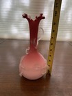 Beautiful Antique Victorian Peachblow Art Glass Vase W frosted Floral Design 10 