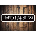 Happy Haunting Sign  Personalized Family Name Halloween Metal Decor Sign
