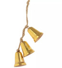 Rustic Gold Bells Christmas Tree Ornament With Jute Rope 7 h  set Of 3 