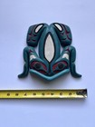 Pacific Northwest Coast Style Carved Wood Frog Plaque Signed    as 92   