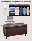  30 Inches Storage Ottoman Bench With Wooden Legs  Faux Engineered Wood Brown