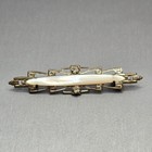 Antique Art Deco Bar Pin Brooch Faux Mop Geometric Vintage Rhinestone 2 25 