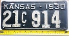 1930 Kansas License Plate 21 C 914