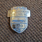 Vtg K c - Leavenworth Bus Lines Inc  Bus Drivers Heavy Badge  109