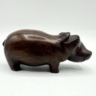Vintage Solid Wood Small 4 5    House Hippo Hippopotamus Carved Sculpture Read