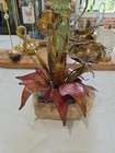 Vintage Brutalist Copper And Brass Style Floral Torch Cut Sculpture Mcm Decor 