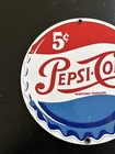 Vintage Pepsi Cola Bottle Cap Porcelain Sign Ande Rooney  8    Round Flat 