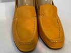 Nos Deerskin Sz 7 5 Vtg 70s  Slippers Shoes Moccasin Leather Gold Slip On