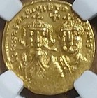 Byzantine Empire Gold Solidus  Heraclius   Heraclius Constantine 613-641ad Cu Au