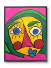 Mixed Media Original Art Cubism Picasso Inspired Portrait 9 X 12 Heavy Paper