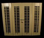 Wood Louver Window Shutters Plantation 4 Panel 21  T X 24  W Cream Off White
