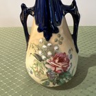 Vintage Nippon Hand Painted Bud Vase 2 Handles  Lovely Rose Pattern  Guc 