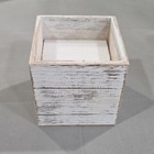 Set Of 6 Small White Rustic Distressed Wood Square Decorative Boxes With Foam