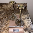 Antique Filigree Solid Brass Candlesticks Pair 8    Rococo Revival Art Nouveau