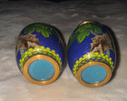 Set Of Two Cloisonne Cobalt Blue Vases Yellow Flower 4 