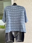 Bay Studio Blue Open-knit Crochet Cardigan Sweater Round Neck Short Sleeve 1x