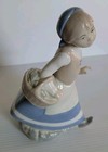 Rex Valencia Spain Porcelain Peasant Girl Figurine Basket 10  Vintage